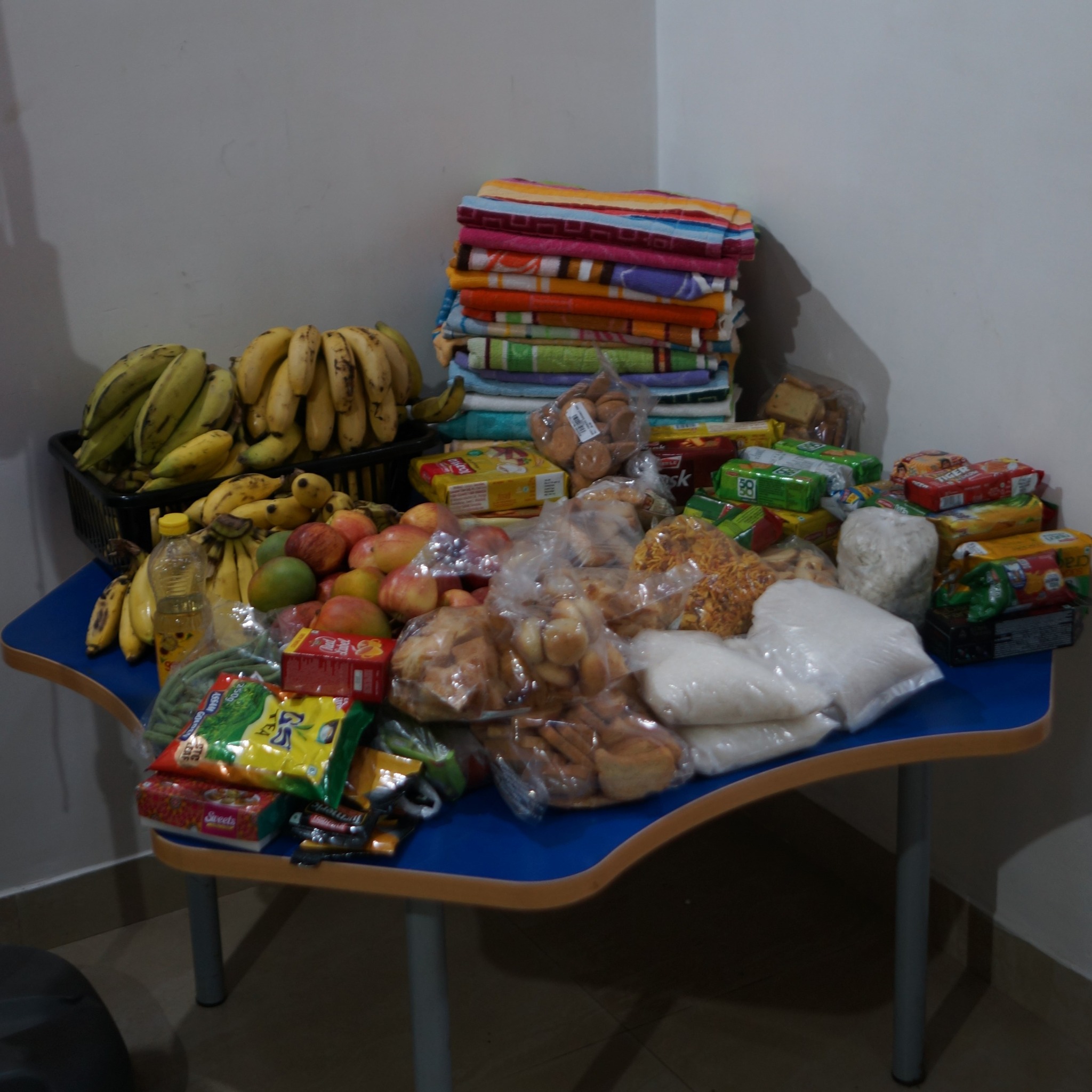 Donations of food and Towels