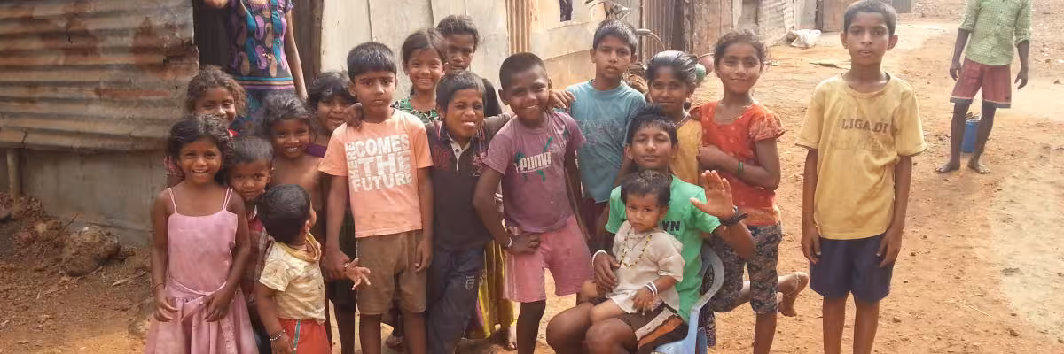 Slum Children Gathered Around For Photo.