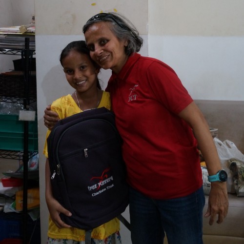 Bags and Tshirts donated to the children